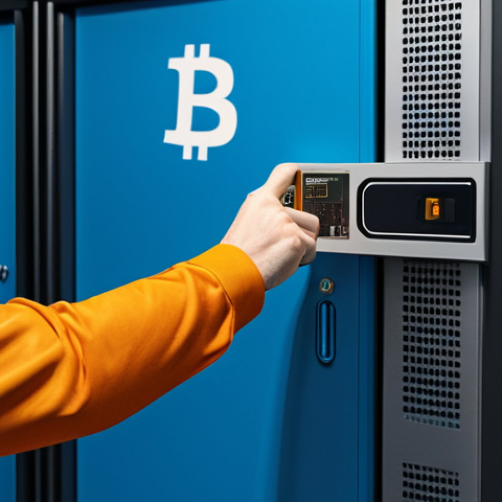 암호화폐의 법적 권리와 보안 개념 - Secure Crypto Storage**
"A person carefully placing a hardware wallet (cold storage) into a secure ...