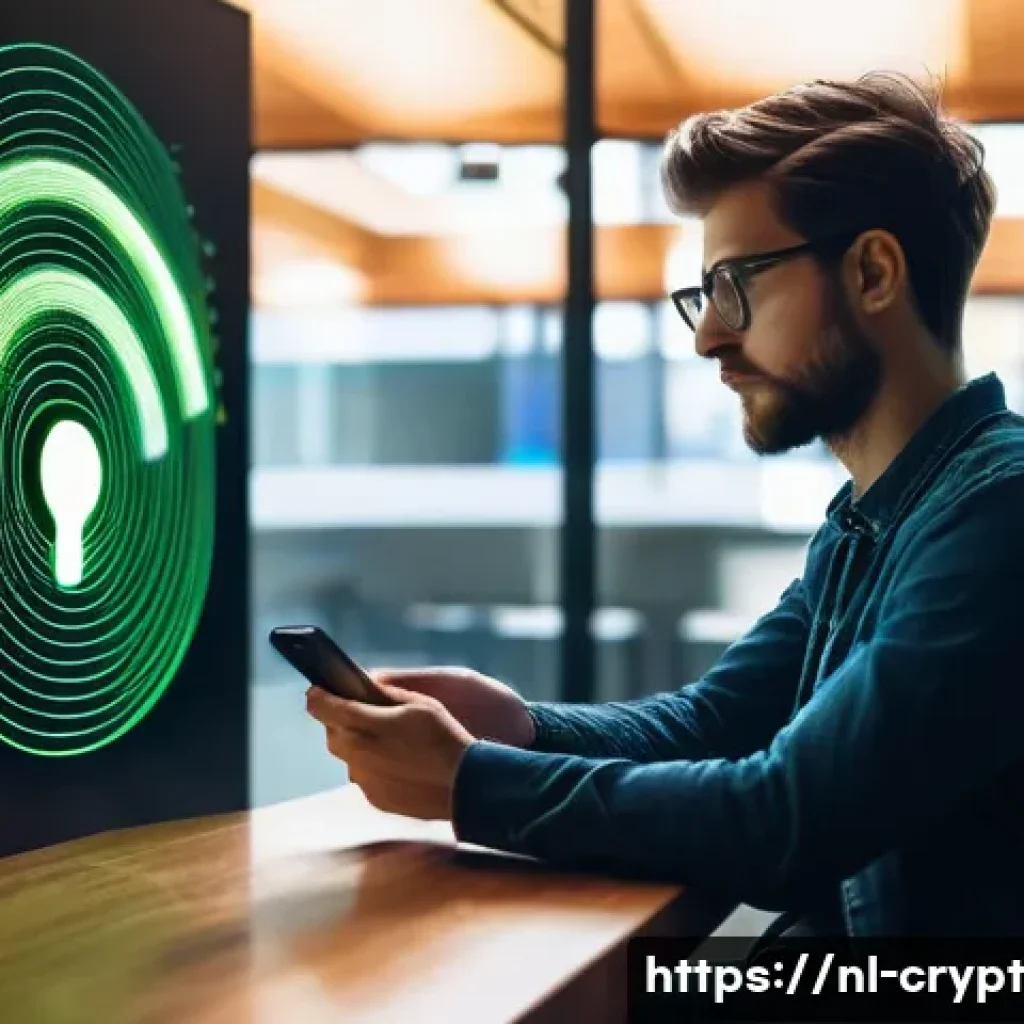 스마트폰과 암호화폐 보안의 관계 - **Prompt 1: Public Wi-Fi Vulnerability vs. Secure Connection**
    "A realistic photograph set in a ...